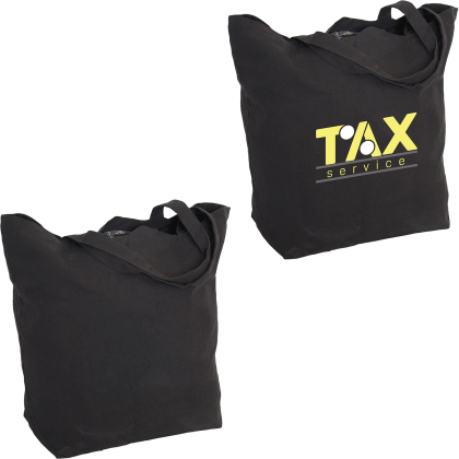 Custom 12 oz Cotton Canvas Tote Bag: Premium 20" W x 17.5" H - Black Custom 12 oz Cotton Canvas Tote Bag: Premium 20" W x 17.5" H - Black