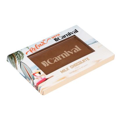 Custom Rectangle Etched Milk Chocolate Bar - Window Box - Side View Custom Rectangle Etched Milk Chocolate Bar - Window Box - Side View