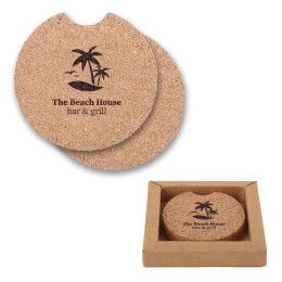Custom 2 Piece Corkster Car Coaster Set In Box Custom 2 Piece Corkster Car Coaster Set In Box