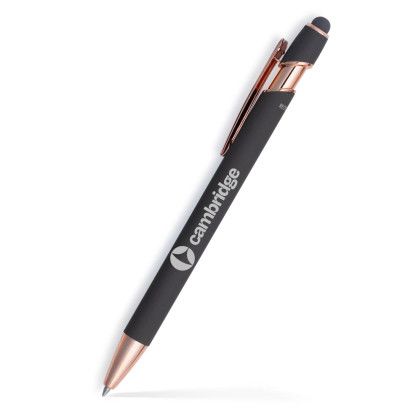 Custom Lexi Stylus Satin Soft Touch Gel Click Pen - Rose Gold Recycled - Low Quantities - Gunmetal Custom Lexi Stylus Satin Soft Touch Gel Click Pen - Rose Gold Recycled - Low Quantities - Gunmetal