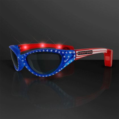 Custom USA Stars & Flag Stripes LED Flashing Sunglasses - Multicolor Custom USA Stars & Flag Stripes LED Flashing Sunglasses - Multicolor