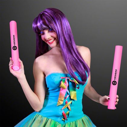 Custom Pink LED Foam Stick 16" Cheer Sticks - In Use 