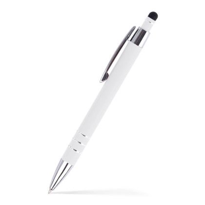 Custom Karina Stylus Satin Soft Touch Click Metal Pen- Low Quantities - White Custom Karina Stylus Satin Soft Touch Click Metal Pen- Low Quantities - White