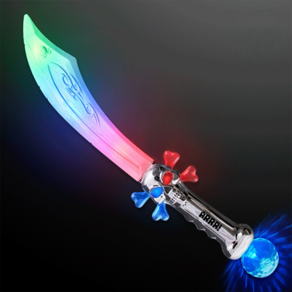 Custom Curved Pirate Saber with LED Crystal Ball Custom Curved Pirate Saber with LED Crystal Ball