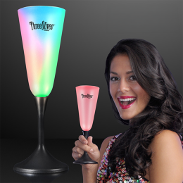 Custom Frosted LED Champagne Glass with Classy Black Base Custom Frosted LED Champagne Glass with Classy Black Base