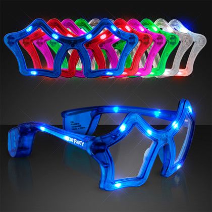 Custom Assorted Color Flashing LED Star Shaped Glasses