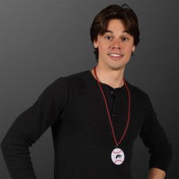 Custom Baseball Medallion with Crimson Beaded Necklace (Non Light Up) Custom Baseball Medallion with Crimson Beaded Necklace (Non Light Up)