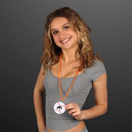 Custom Baseball Medallion with Orange Beaded Necklace (Non Light Up) Custom Baseball Medallion with Orange Beaded Necklace (Non Light Up)