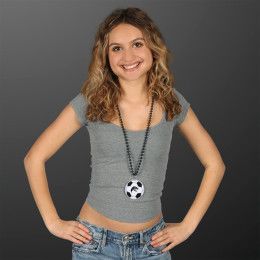 Custom Soccer Ball Medallion with Black Beaded Necklace (Non Light Up) Custom Soccer Ball Medallion with Black Beaded Necklace (Non Light Up)