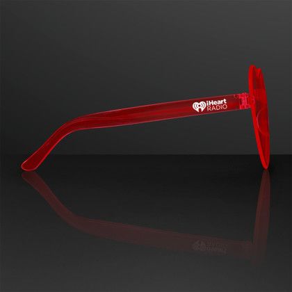 Custom Red Heart Shades Cute Glasses, Non-Light Up - Side View Custom Red Heart Shades Cute Glasses, Non-Light Up - Side View