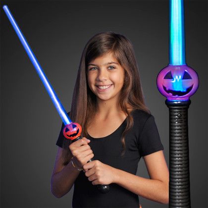 Custom Pumpkin Jack O Lantern LED Sword Sabers - Lifestyle