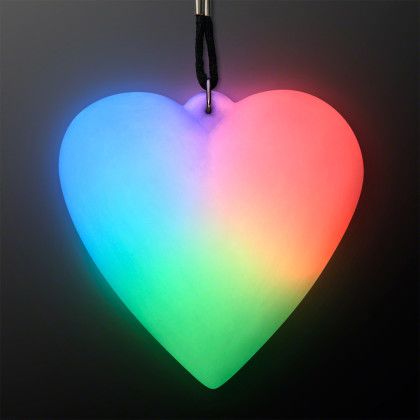 Custom LED Deco Heart Necklace on Black String Lanyard Custom LED Deco Heart Necklace on Black String Lanyard