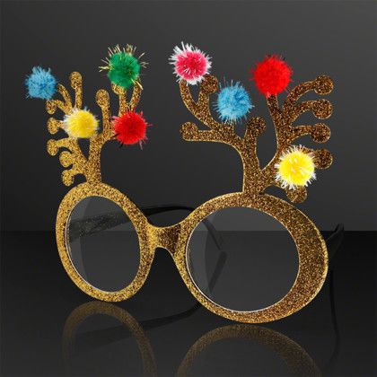 Custom Christmas Reindeer Antler Novelty Glasses (NON-Light Up) - Side view Custom Christmas Reindeer Antler Novelty Glasses (NON-Light Up) - Side view