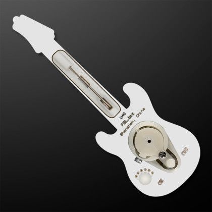 Custom Red Guitar Flashing LED Light Pin - Back view Custom Red Guitar Flashing LED Light Pin - Back view