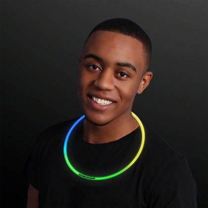 Custom 22" Tri Color Glow Necklaces, Blue/Green/Yellow - In use Custom 22" Tri Color Glow Necklaces, Blue/Green/Yellow - In use