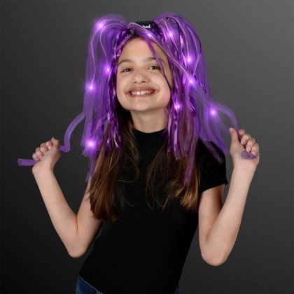 Custom Light Up Hair Noodles Headband - Purple In Use 