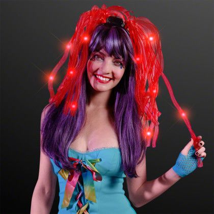 Custom Light Up Hair Noodles Headband - Bright Red Lifestyle View 