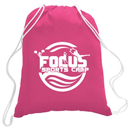 Custom 5.5 oz. Cotton Canvas Drawstring Backpack - Hot pink Custom 5.5 oz. Cotton Canvas Drawstring Backpack - Hot pink
