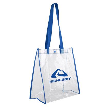 Custom Clear Stadium Tote - Royal blue Angle View Custom Clear Stadium Tote - Royal blue Angle View