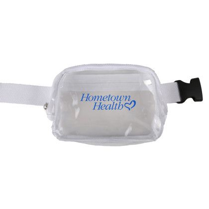 Custom Clear Over-The-Shoulder Bag - White Front View Custom Clear Over-The-Shoulder Bag - White Front View