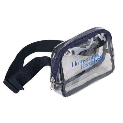 Custom Clear Over-The-Shoulder Bag - Navy Angle View Custom Clear Over-The-Shoulder Bag - Navy Angle View