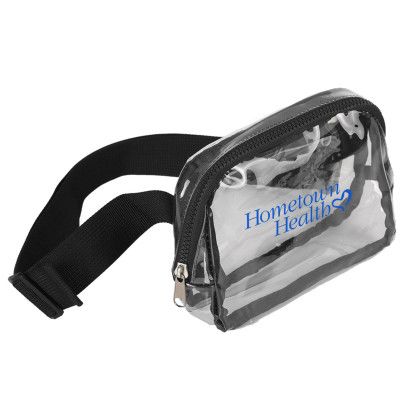 Custom Clear Over-The-Shoulder Bag - Black Angle View Custom Clear Over-The-Shoulder Bag - Black Angle View
