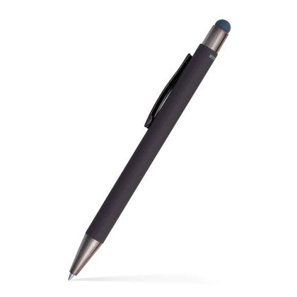 Custom Fleetwood Stylus Satin Soft Touch Gel Click Pen Recycled- Low Quantities - Grey