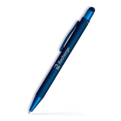 Custom Fleetwood Stylus Satin Soft Touch Gel Click Pen Recycled- Low Quantities - Navy
