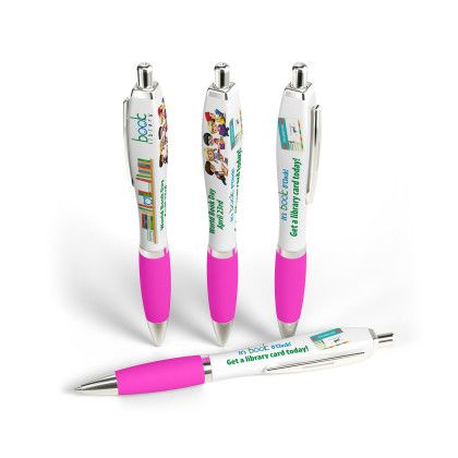 Custom Full Color 3 Panel Squared Basset Ad Pen- Low Quantities - Pink Custom Full Color 3 Panel Squared Basset Ad Pen- Low Quantities - Pink