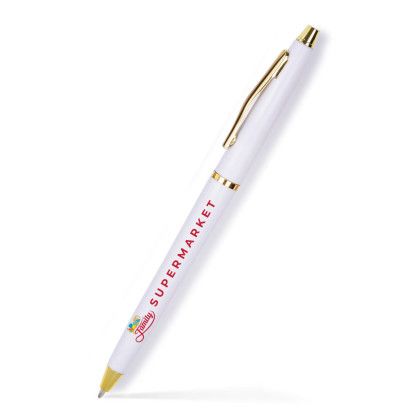 Custom Lodger Twist Pen - Silver Accents- Low Quantities - White