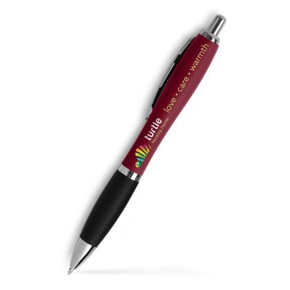 Custom Basset Satin Soft Touch Click Pen- Low Quantities - Burgundy