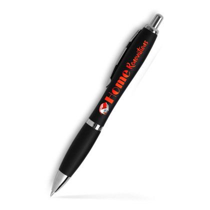 Custom Basset Satin Soft Touch Click Pen- Low Quantities - Black 
