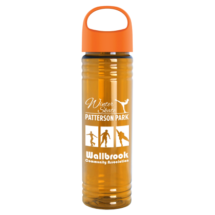 Custom 24 Oz. Slim Fit UpCycle RPET Bottles With Oval Crest Lid - Translucent orange Custom 24 Oz. Slim Fit UpCycle RPET Bottles With Oval Crest Lid - Translucent orange
