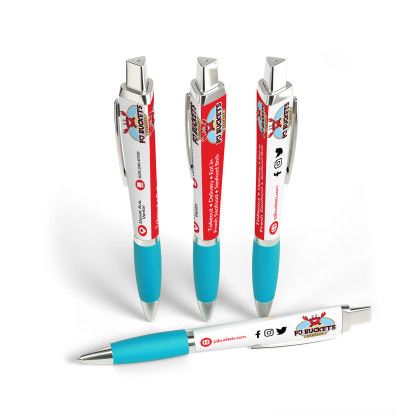 Custom Retractable Performance Pen with Clip- Low Quantities - Sky Blue Custom Retractable Performance Pen with Clip- Low Quantities - Sky Blue