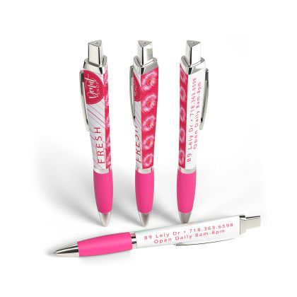Custom Retractable Performance Pen with Clip- Low Quantities - Pink Custom Retractable Performance Pen with Clip- Low Quantities - Pink