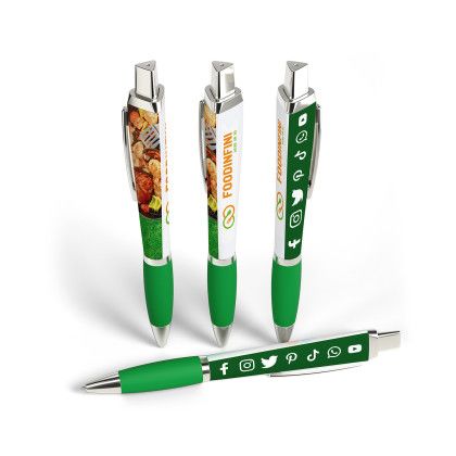 Custom Retractable Performance Pen with Clip- Low Quantities - Green Custom Retractable Performance Pen with Clip- Low Quantities - Green