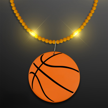 Custom Still-Light Yellow Beads With Basketball Medallion - Front View Custom Still-Light Yellow Beads With Basketball Medallion - Front View