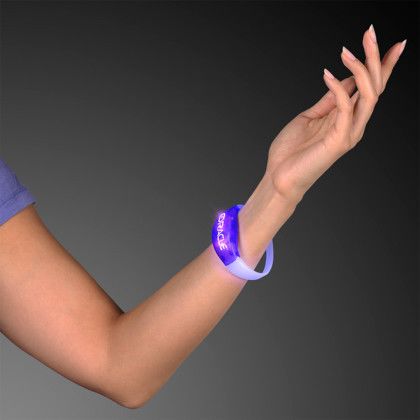 Custom Purple LED Steady Illumination Stretch Bracelet - In Use Custom Purple LED Steady Illumination Stretch Bracelet - In Use