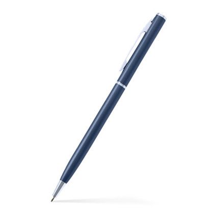 Custom Slim Twist Metal Pen (Silver) - Low Quantities - Blue Custom Slim Twist Metal Pen (Silver) - Low Quantities - Blue
