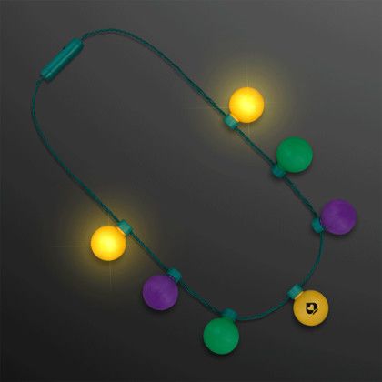 Custom Mardi Gras Light Globes Party Necklace - Side View Custom Mardi Gras Light Globes Party Necklace - Side View