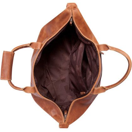 Custom Little River Leather Duffel Bag - Distressed Tan Open View Custom Little River Leather Duffel Bag - Distressed Tan Open View
