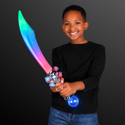 Custom Curved Pirate Saber with LED Crystal Ball - Lifestyle View Custom Curved Pirate Saber with LED Crystal Ball - Lifestyle View