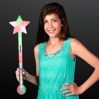 Custom Jumbo Star Wand with Fun Flashing Lights 21" - Lifestyle View Custom Jumbo Star Wand with Fun Flashing Lights 21" - Lifestyle View