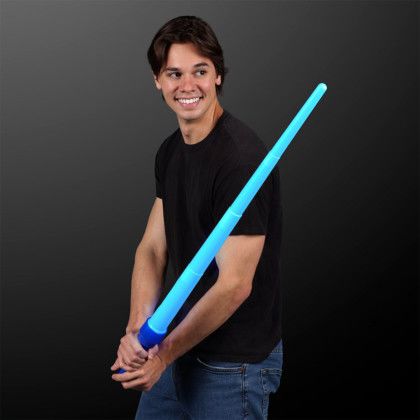 Custom Blue LED Expandable Flashing Swords - Lifestyle View Custom Blue LED Expandable Flashing Swords - Lifestyle View