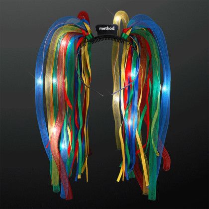 Custom Light Up Hair Noodle Headbands - Rainbow with White LEDs