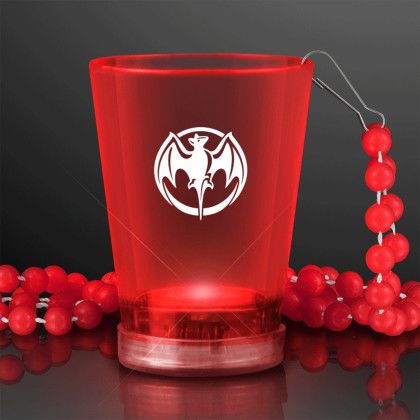 Custom 1.5 oz. Light Up Red Shot Glass on Red Bead Necklace Custom 1.5 oz. Light Up Red Shot Glass on Red Bead Necklace