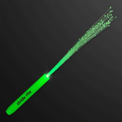 Custom Green Flashing Stick Wands with Green Sparkle Fibers Custom Green Flashing Stick Wands with Green Sparkle Fibers