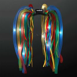 Custom Light Up Hair Noodle Headbands - Rainbow with White LEDs