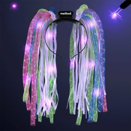 Custom Neon Rave Noodle Hair Headbands with Purple LEDs