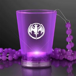 Custom 1.5 oz. Light Up Purple Shot Glasses on Purple Beads Custom 1.5 oz. Light Up Purple Shot Glasses on Purple Beads